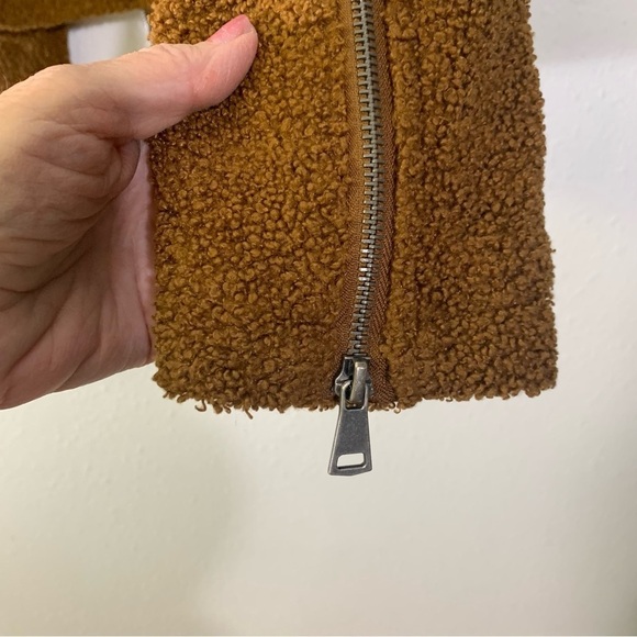 Max Studio Brown Women's Faux Sherpa Moto Teddy Bear Jacket Coat Size Small - Picture 7 of 12